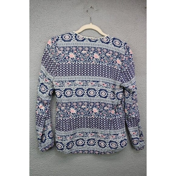 Daniel Rainn Long Sleeve Crochet Trim Keyhole Tassels Top-Small-Cottagecore - Picture 6 of 7